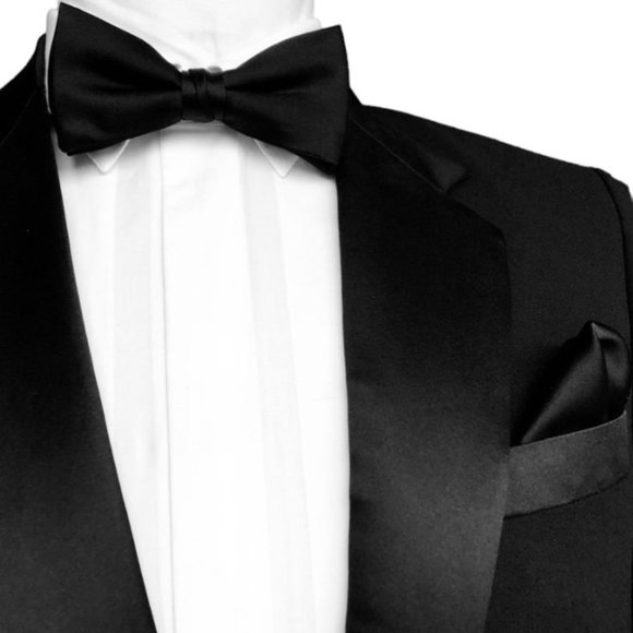 🎩J.Ferrar Bow Tie & Pocket Square Black set! 🎩 - Picture 2 of 6